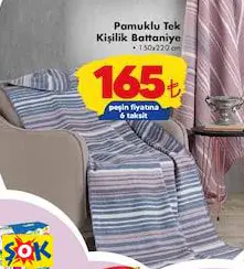 PAMUKLU TEK KİŞİLİK BATTANİYE PAMUKLU TEK KİŞİLİK BATTANİYE